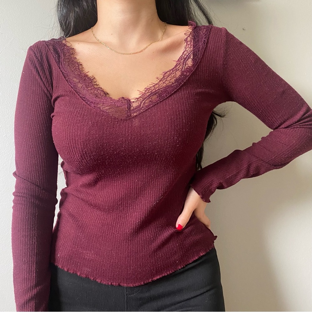 🛍️3/20$ Burgundy Long Sleeve Top